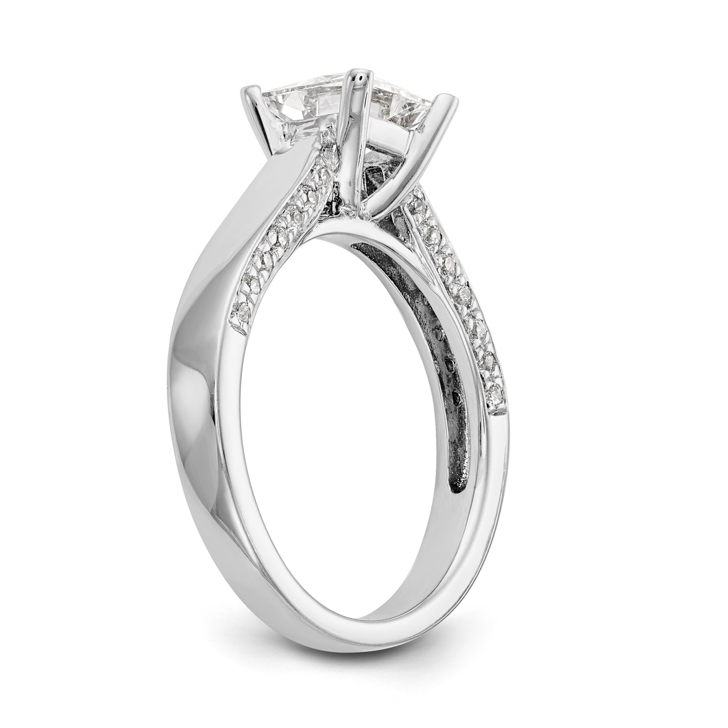 14K White Gold Simulated Diamond Engagement Ring