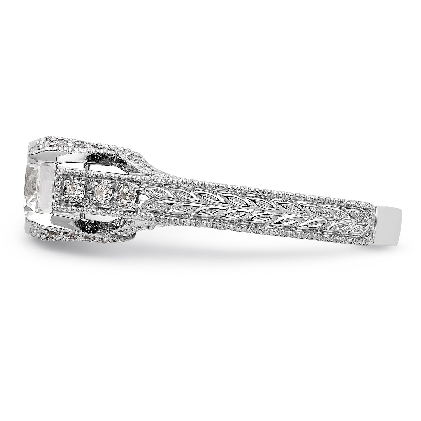 14K White Gold Simulated Diamond Engagement Ring