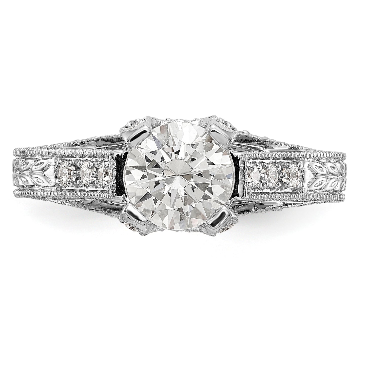 14K White Gold Simulated Diamond Engagement Ring