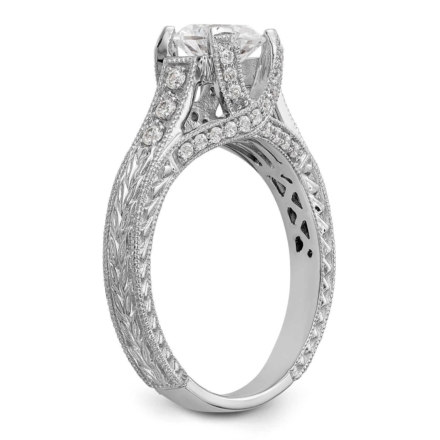 14K White Gold Simulated Diamond Engagement Ring