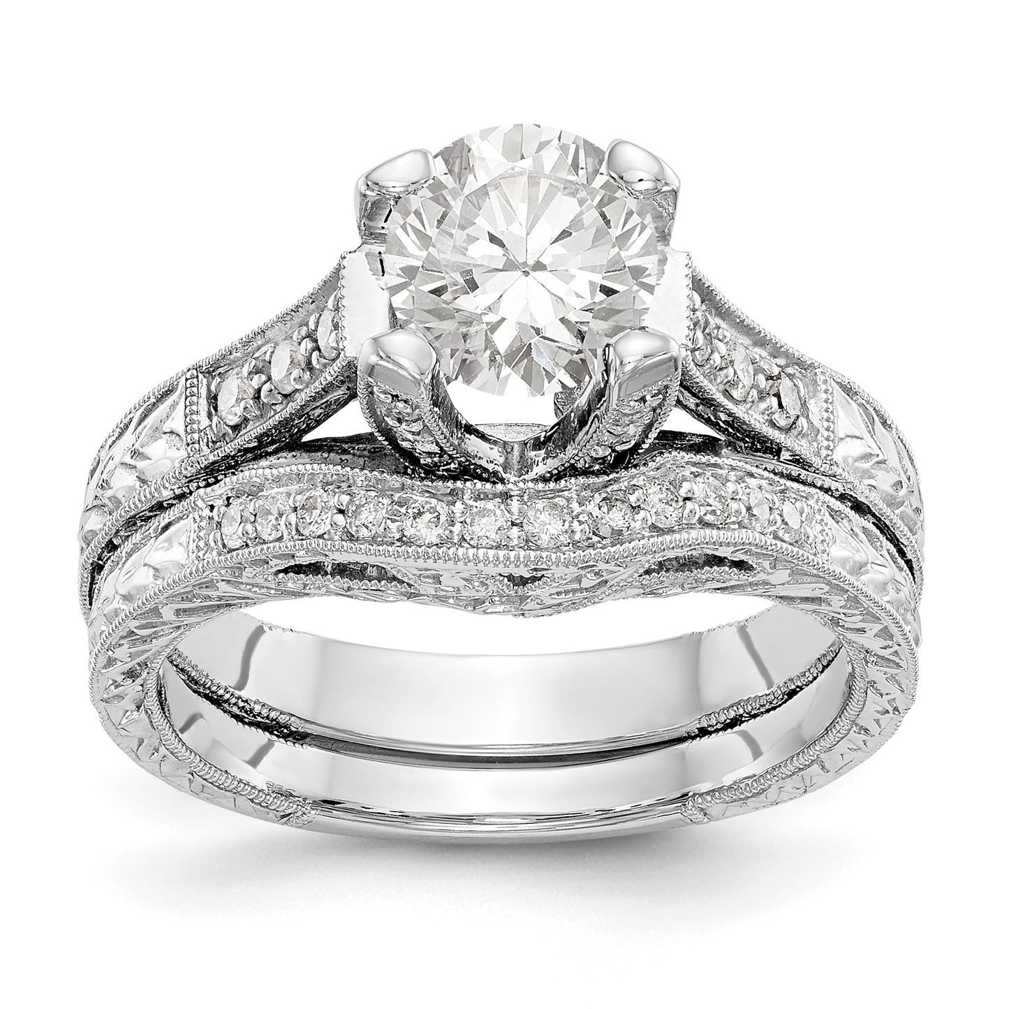 14K White Gold Simulated Diamond Engagement Ring