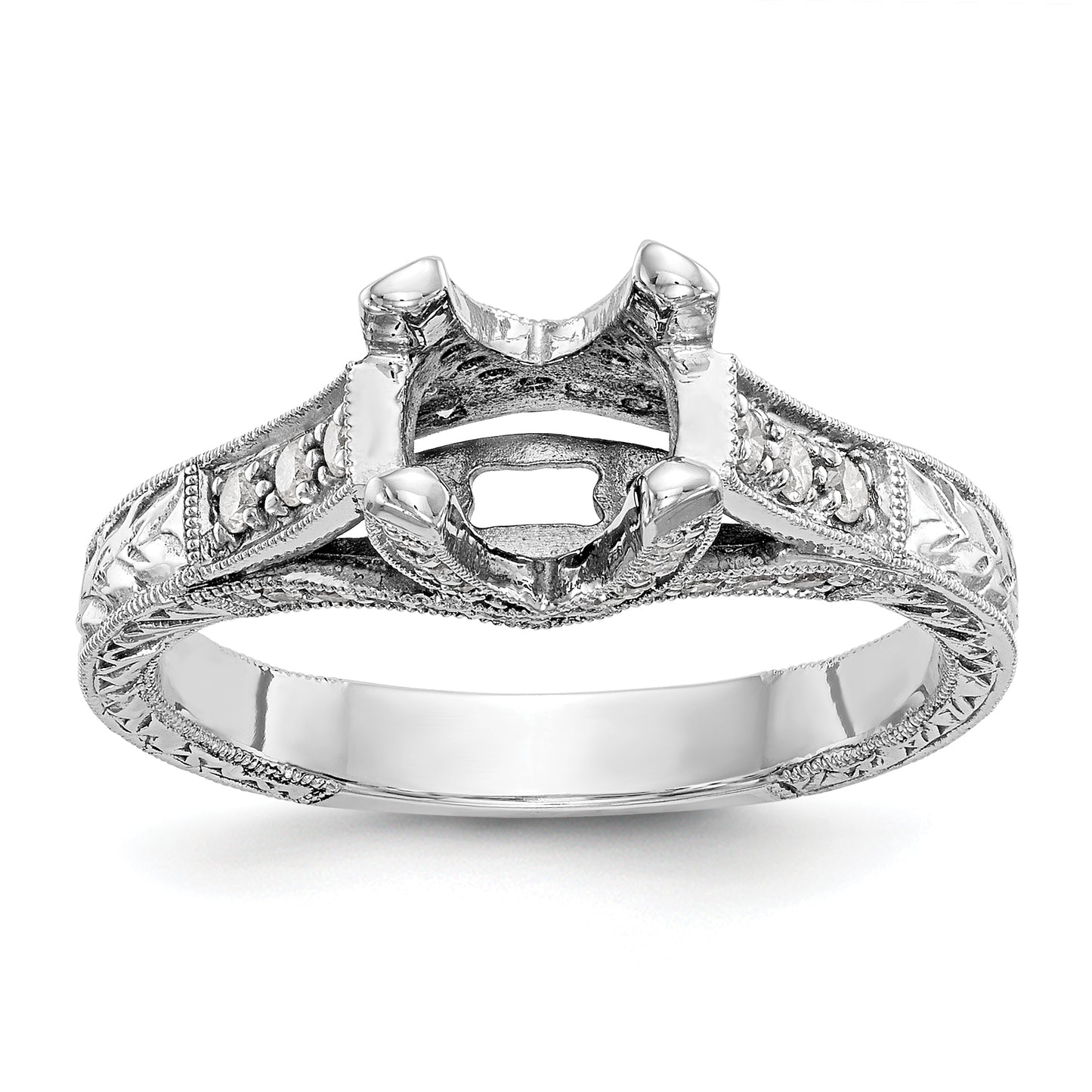 14K White Gold Simulated Diamond Engagement Ring
