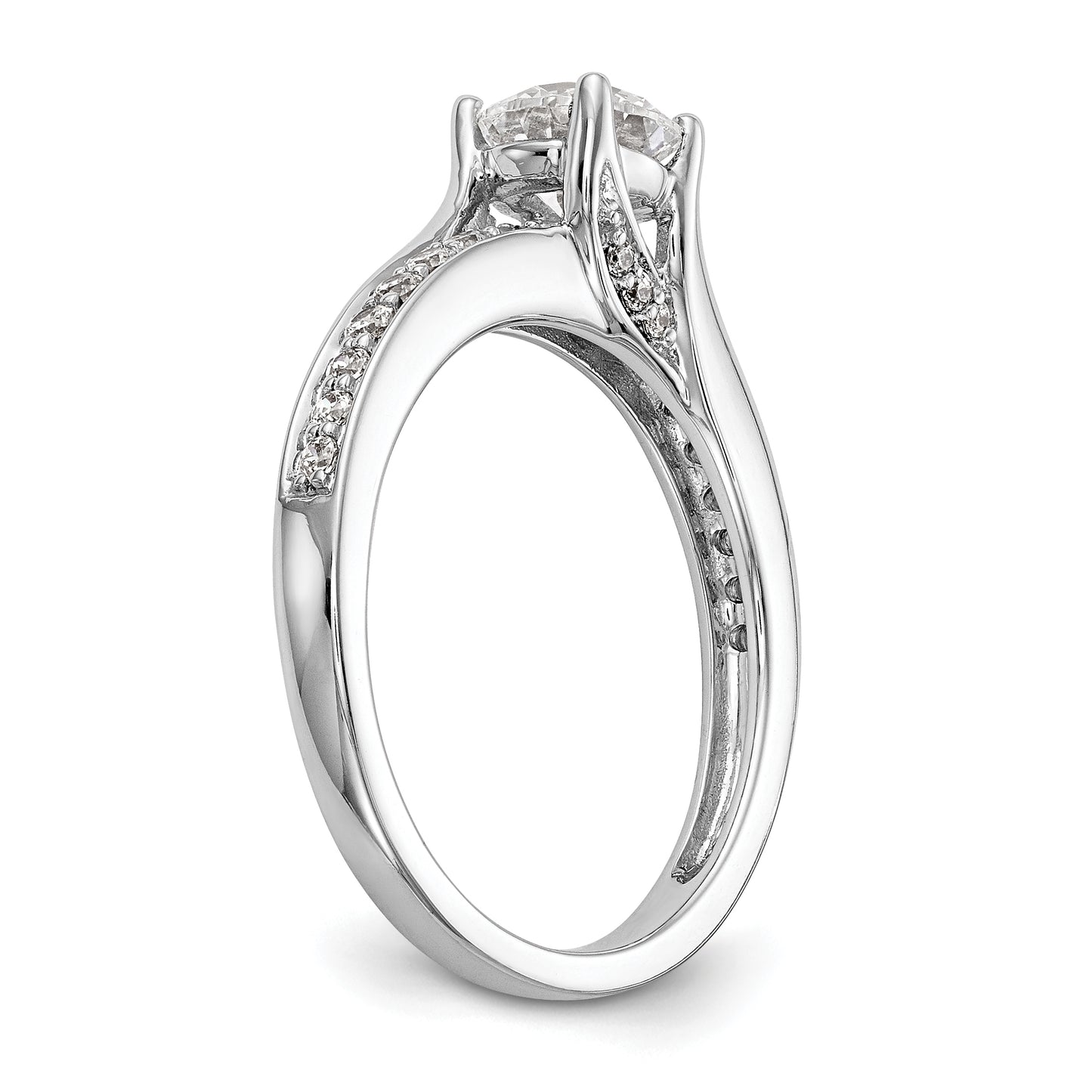 14K White Gold Simulated Diamond Engagement Ring
