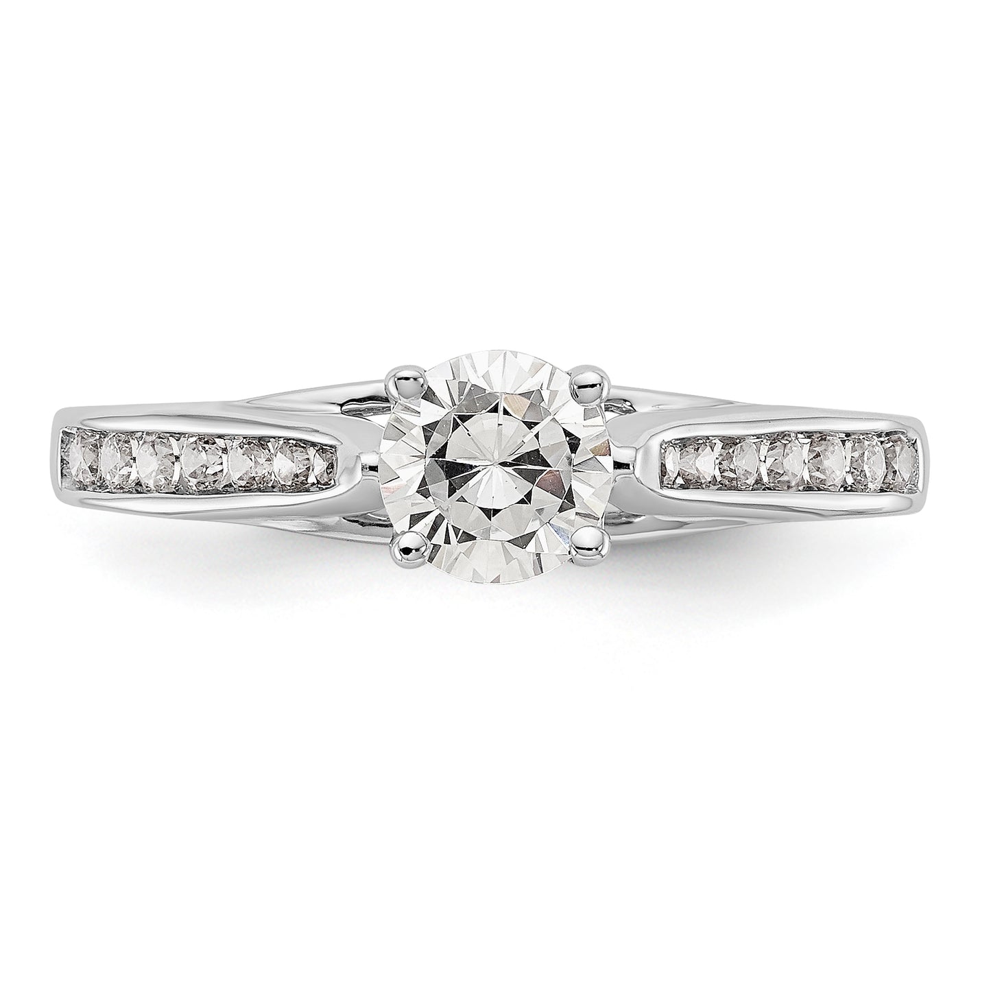 14K White Gold Simulated Diamond Engagement Ring