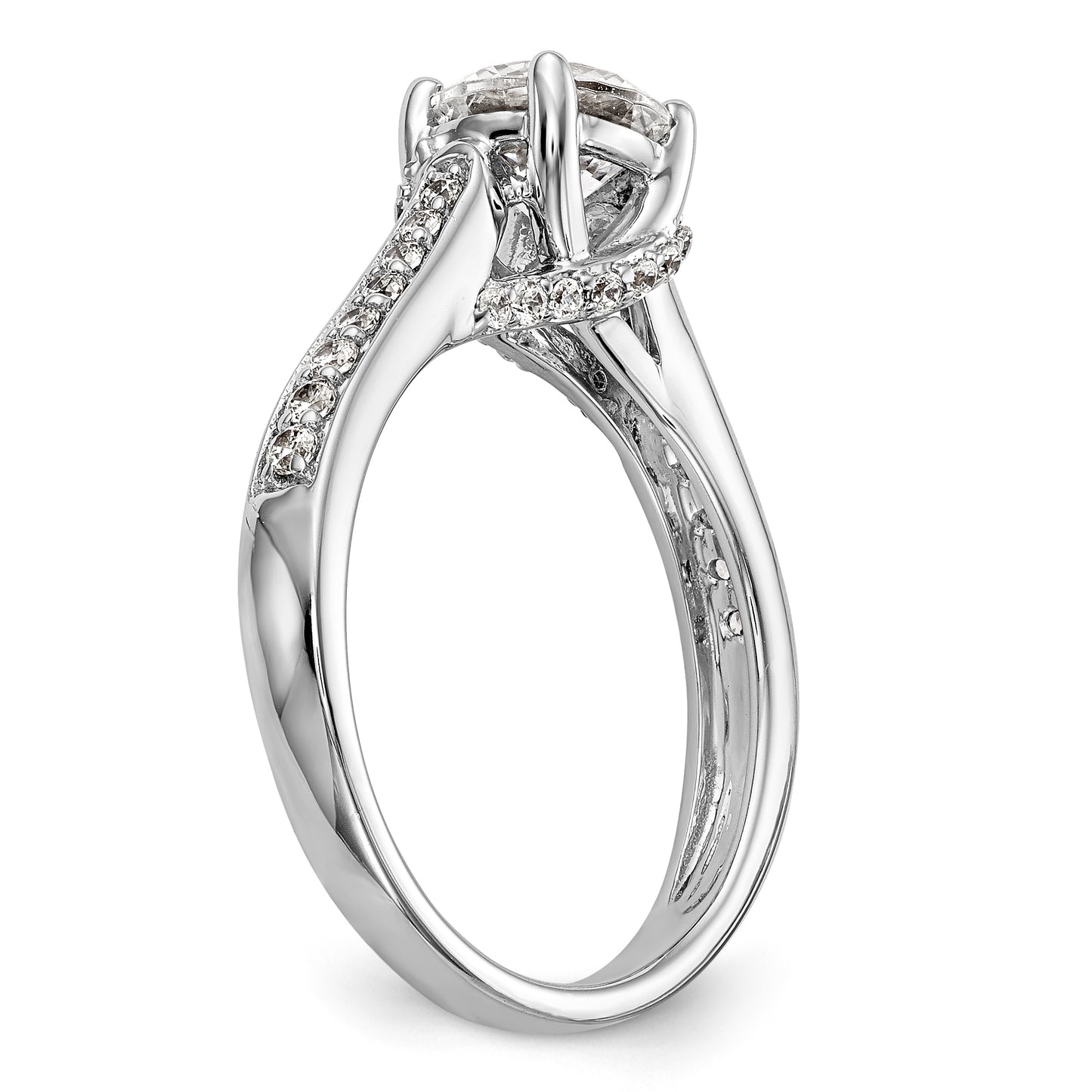 14K White Gold Simulated Diamond Engagement Ring