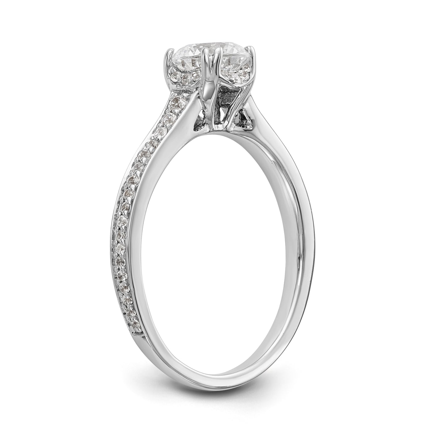 14K White Gold Simulated Diamond Engagement Ring