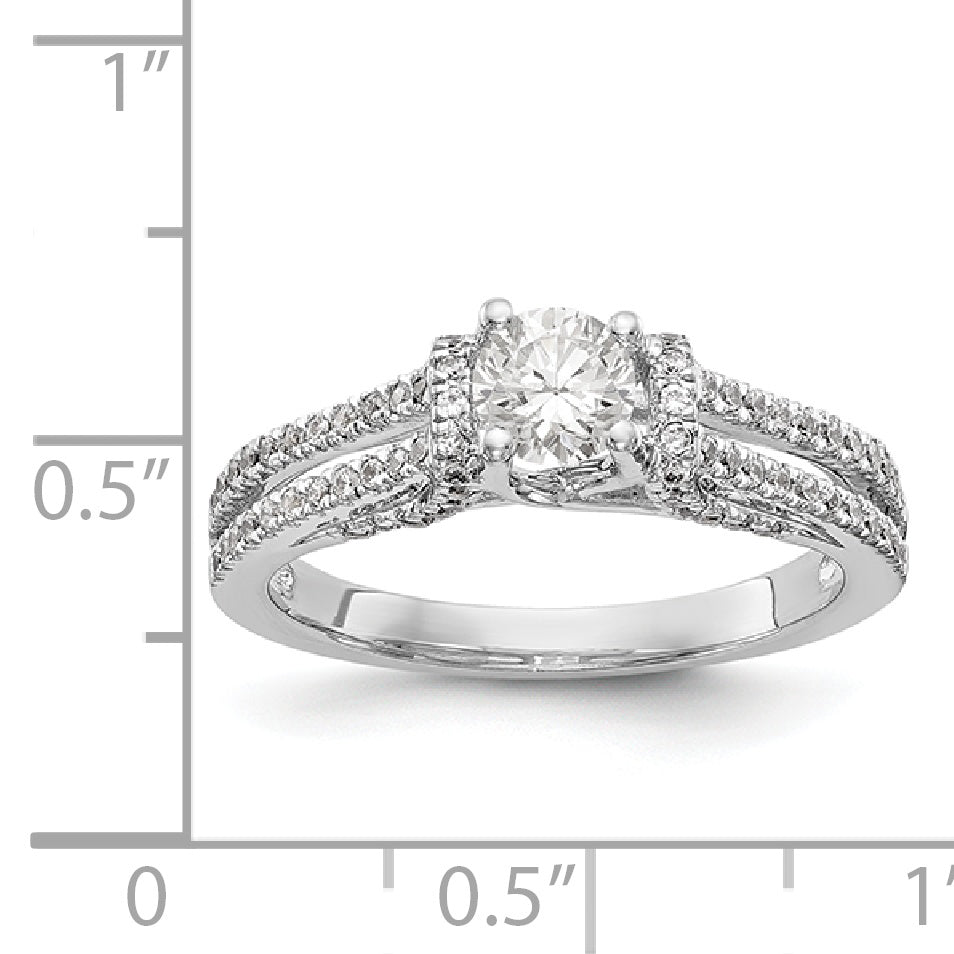 14K White Gold Simulated Diamond Engagement Ring