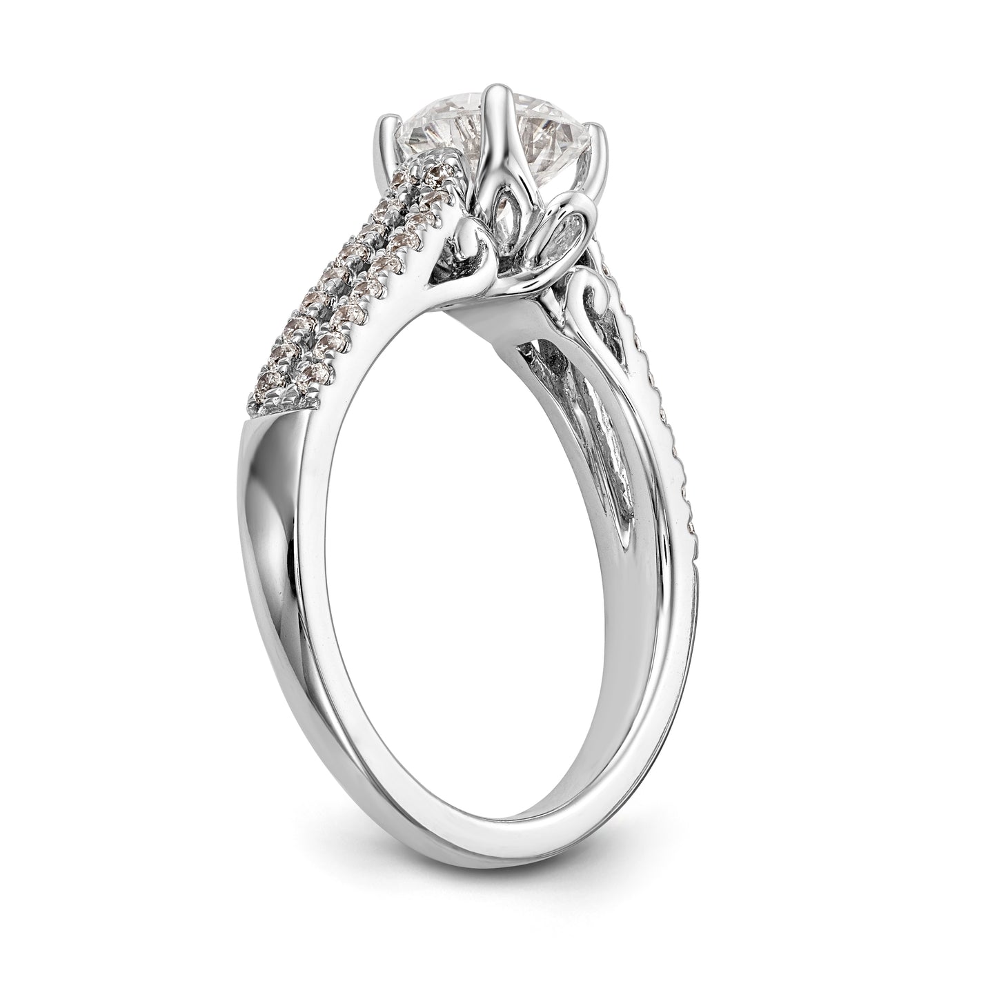 14K White Gold Simulated Diamond Engagement Ring