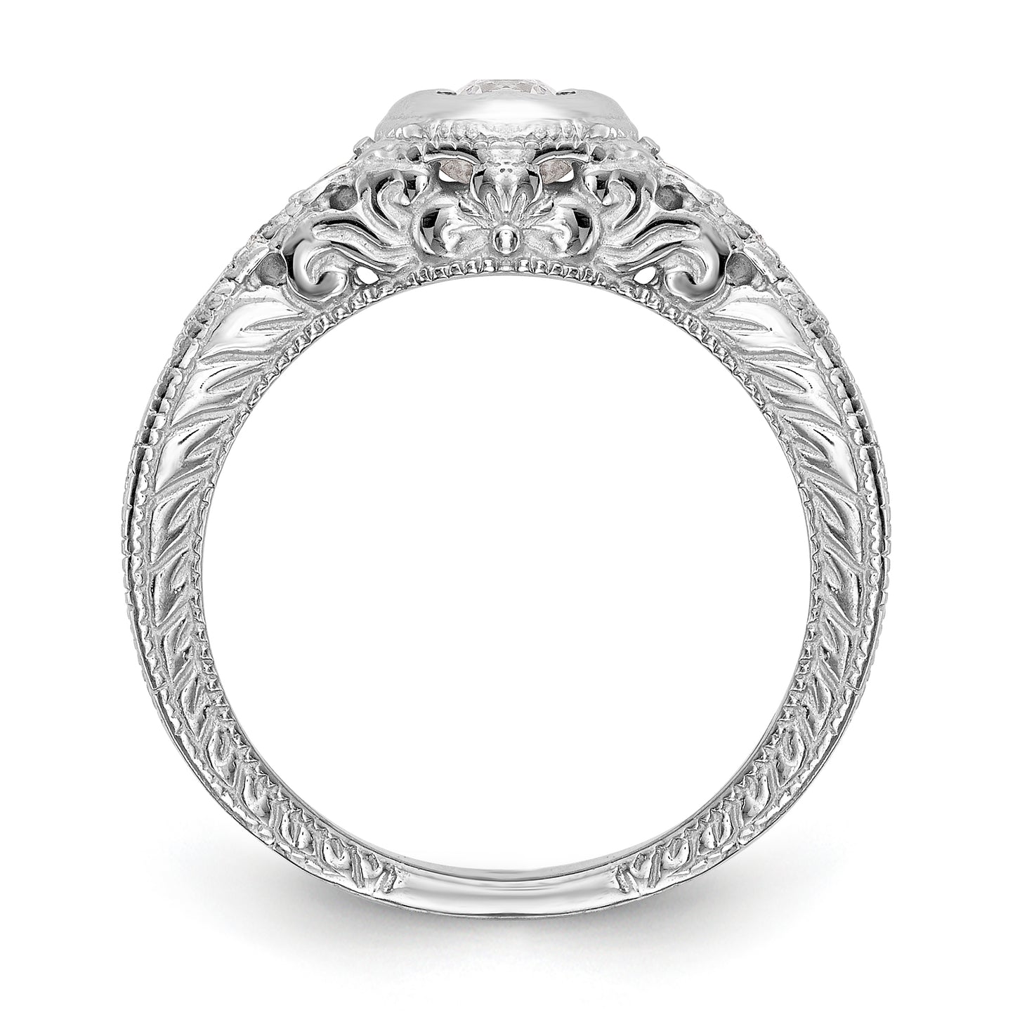 14K White Gold Simulated Diamond Engagement Ring