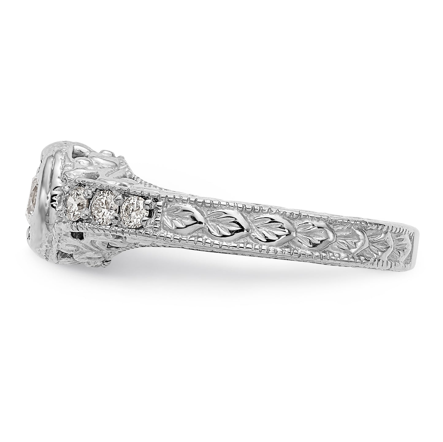 14K White Gold Simulated Diamond Engagement Ring