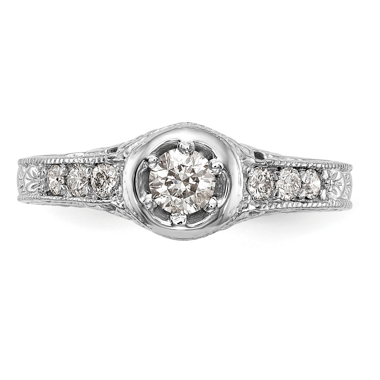 14K White Gold Simulated Diamond Engagement Ring