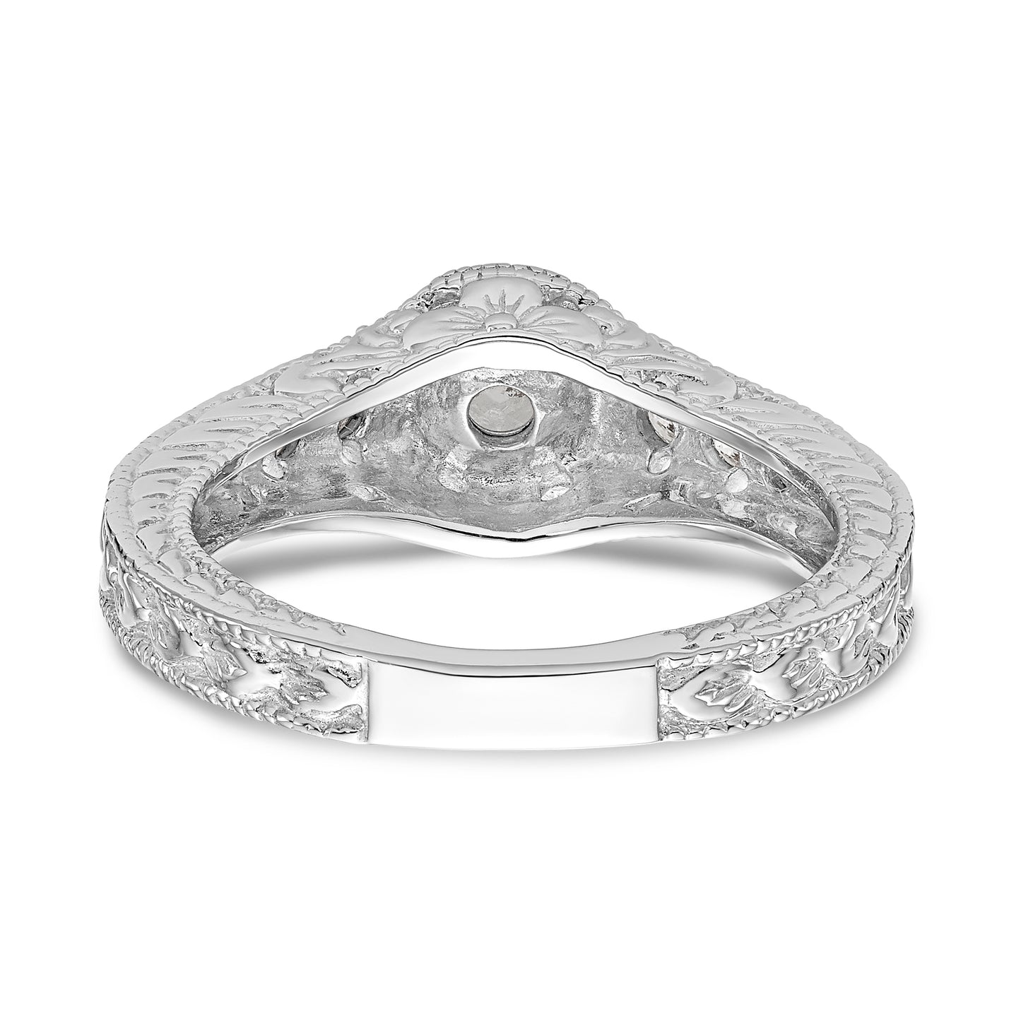 14K White Gold Simulated Diamond Engagement Ring