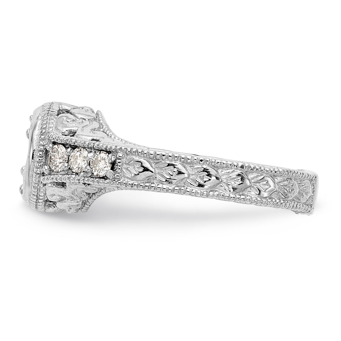 14K White Gold Simulated Diamond Engagement Ring