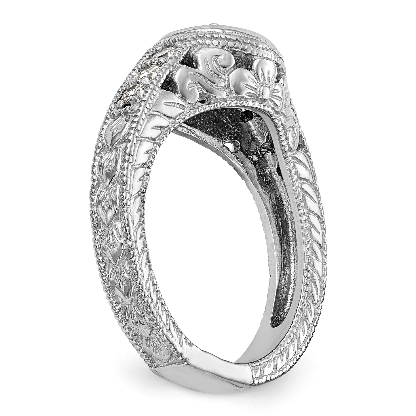14K White Gold Simulated Diamond Engagement Ring