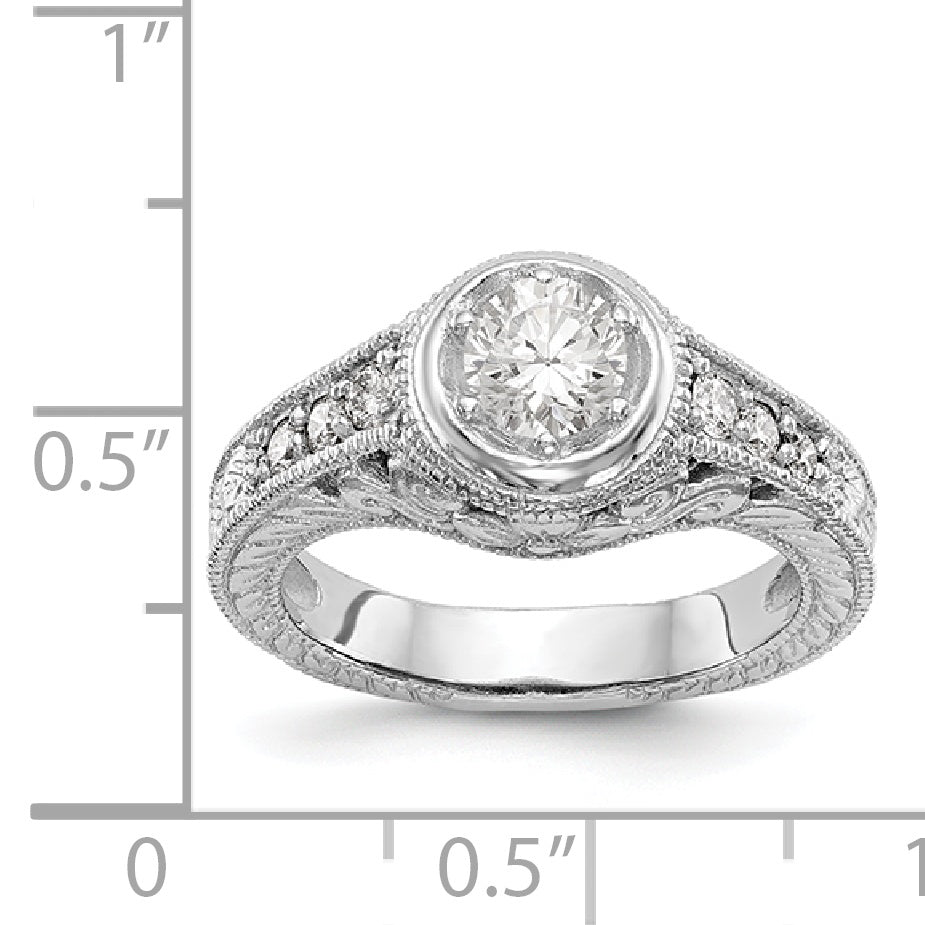 14K White Gold Simulated Diamond Engagement Ring