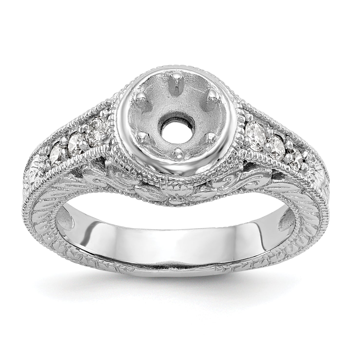 14K White Gold Simulated Diamond Engagement Ring