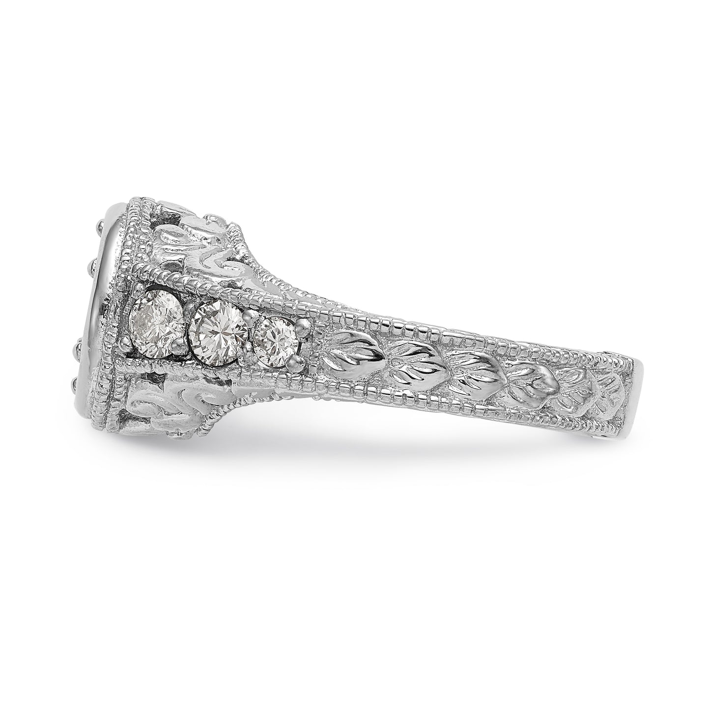 14K White Gold Simulated Diamond Engagement Ring