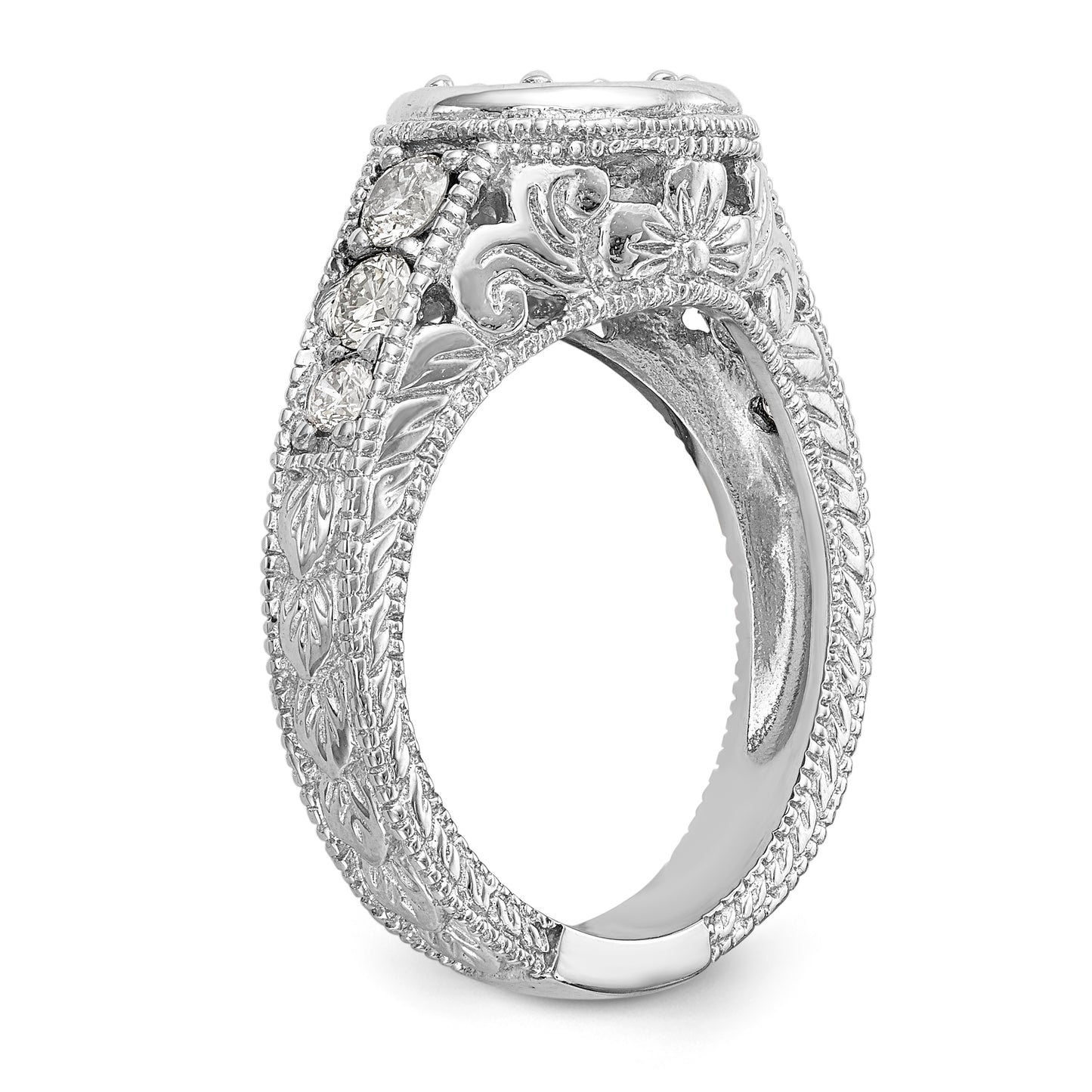 14K White Gold Simulated Diamond Engagement Ring