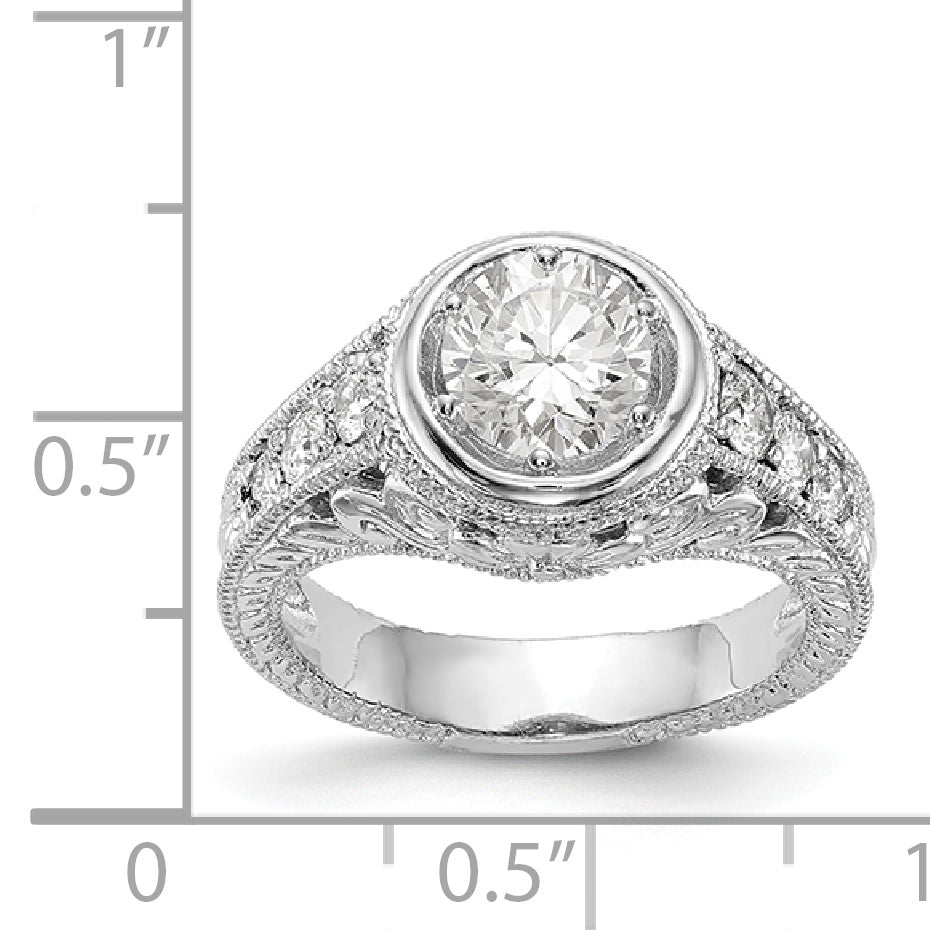 14K White Gold Simulated Diamond Engagement Ring
