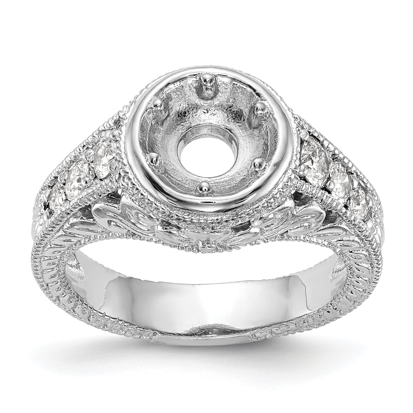 14K White Gold Simulated Diamond Engagement Ring
