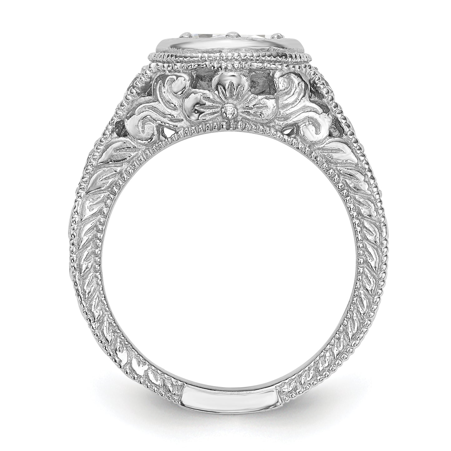 14K White Gold Simulated Diamond Engagement Ring