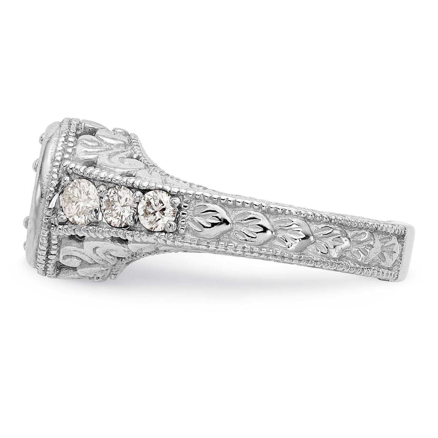 14K White Gold Simulated Diamond Engagement Ring