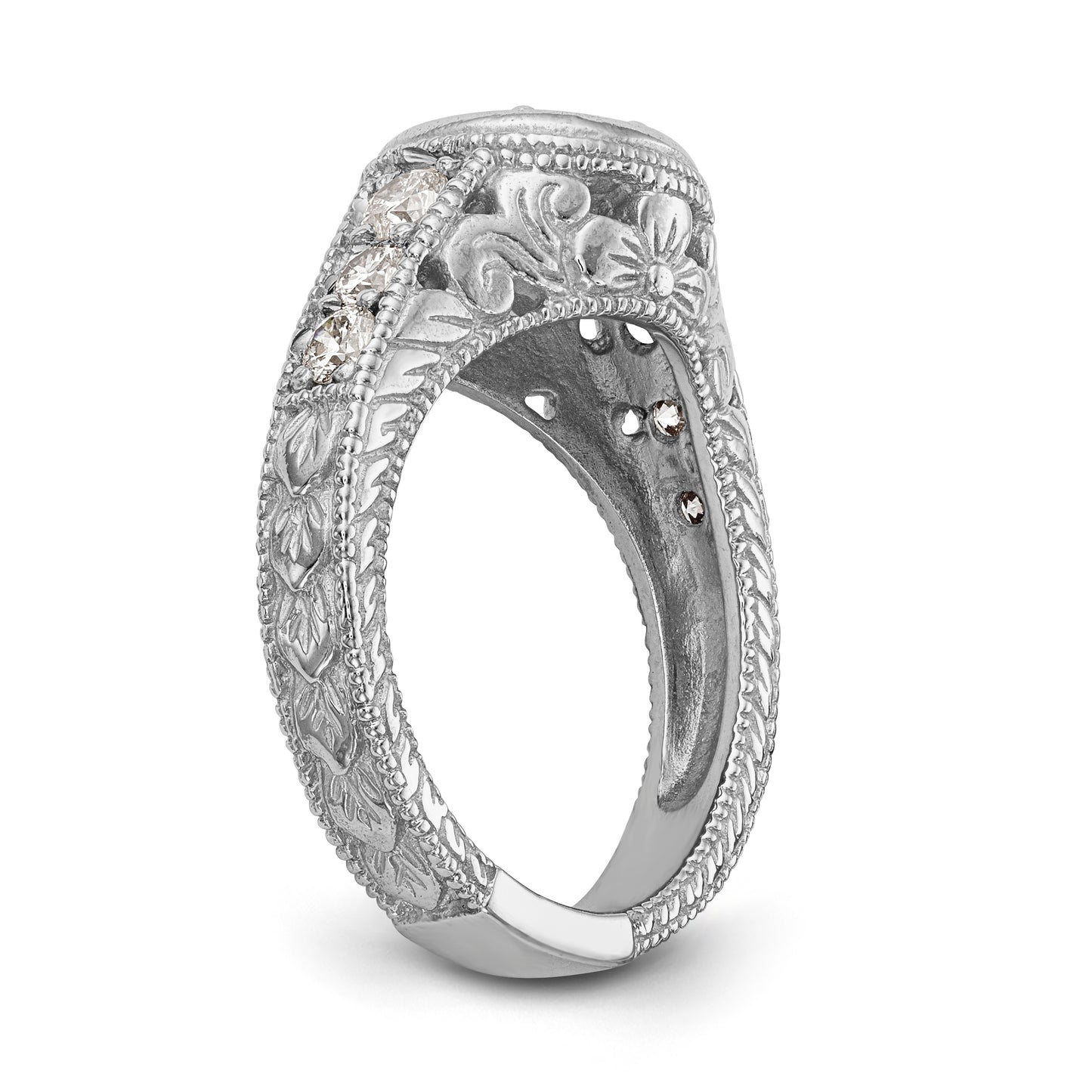 14K White Gold Simulated Diamond Engagement Ring
