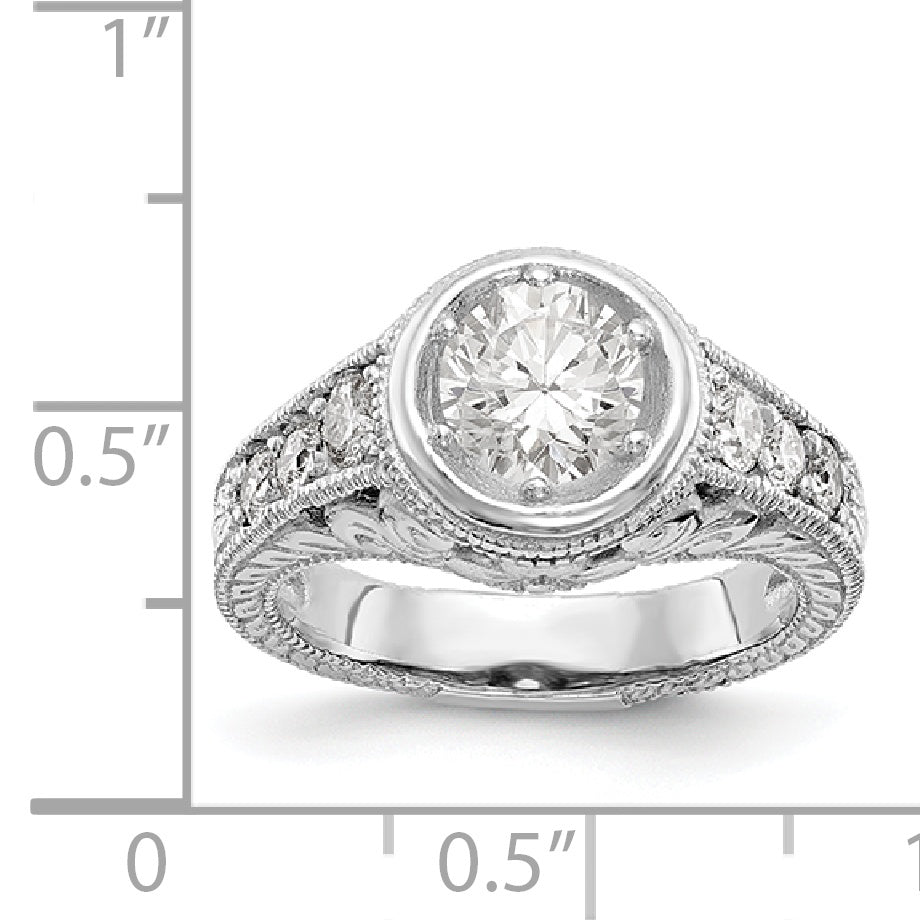 14K White Gold Simulated Diamond Engagement Ring