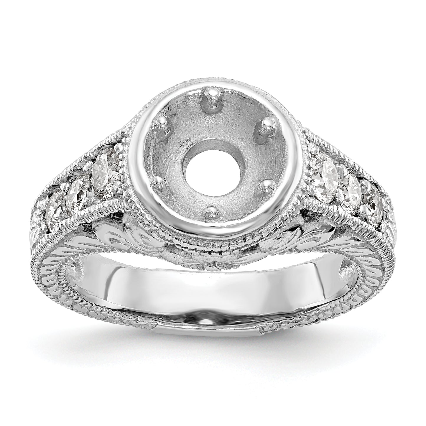 14K White Gold Simulated Diamond Engagement Ring