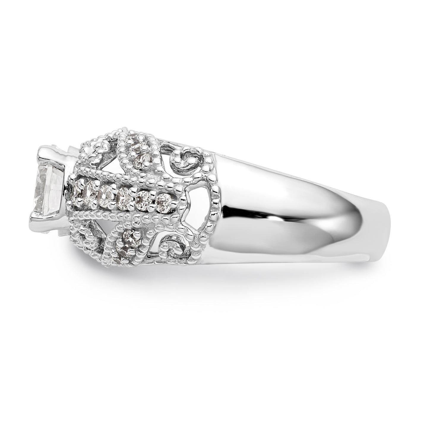 14K White Gold Simulated Diamond Engagement Ring