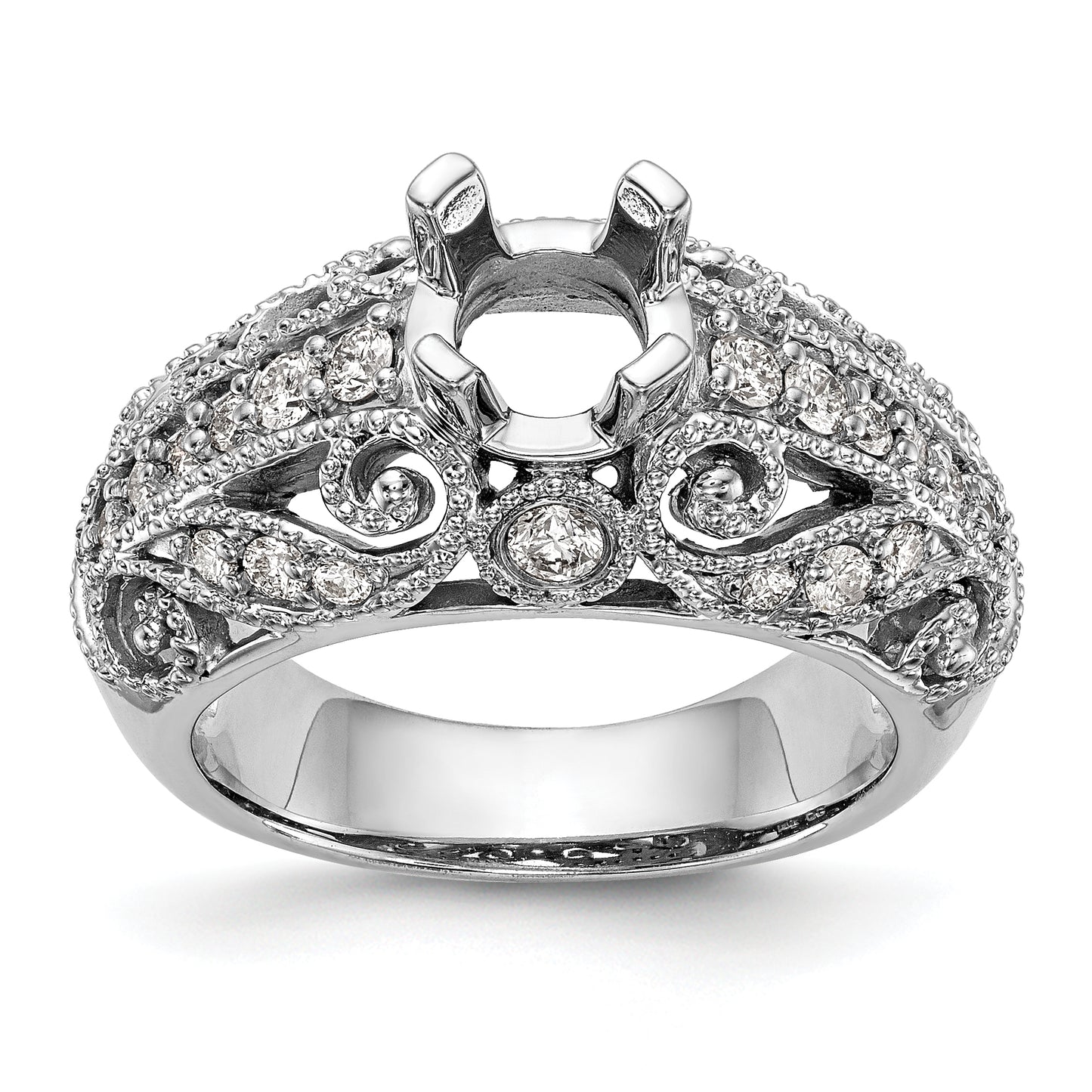 14K White Gold Simulated Diamond Engagement Ring