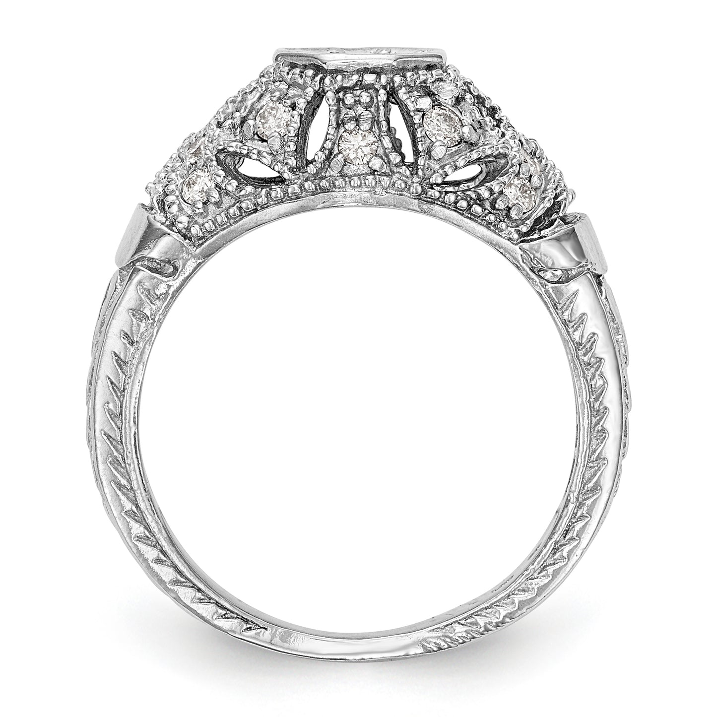 14K White Gold Simulated Diamond Engagement Ring