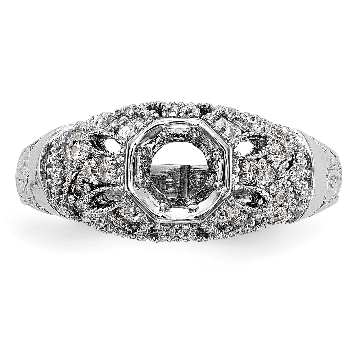 14K White Gold Simulated Diamond Engagement Ring
