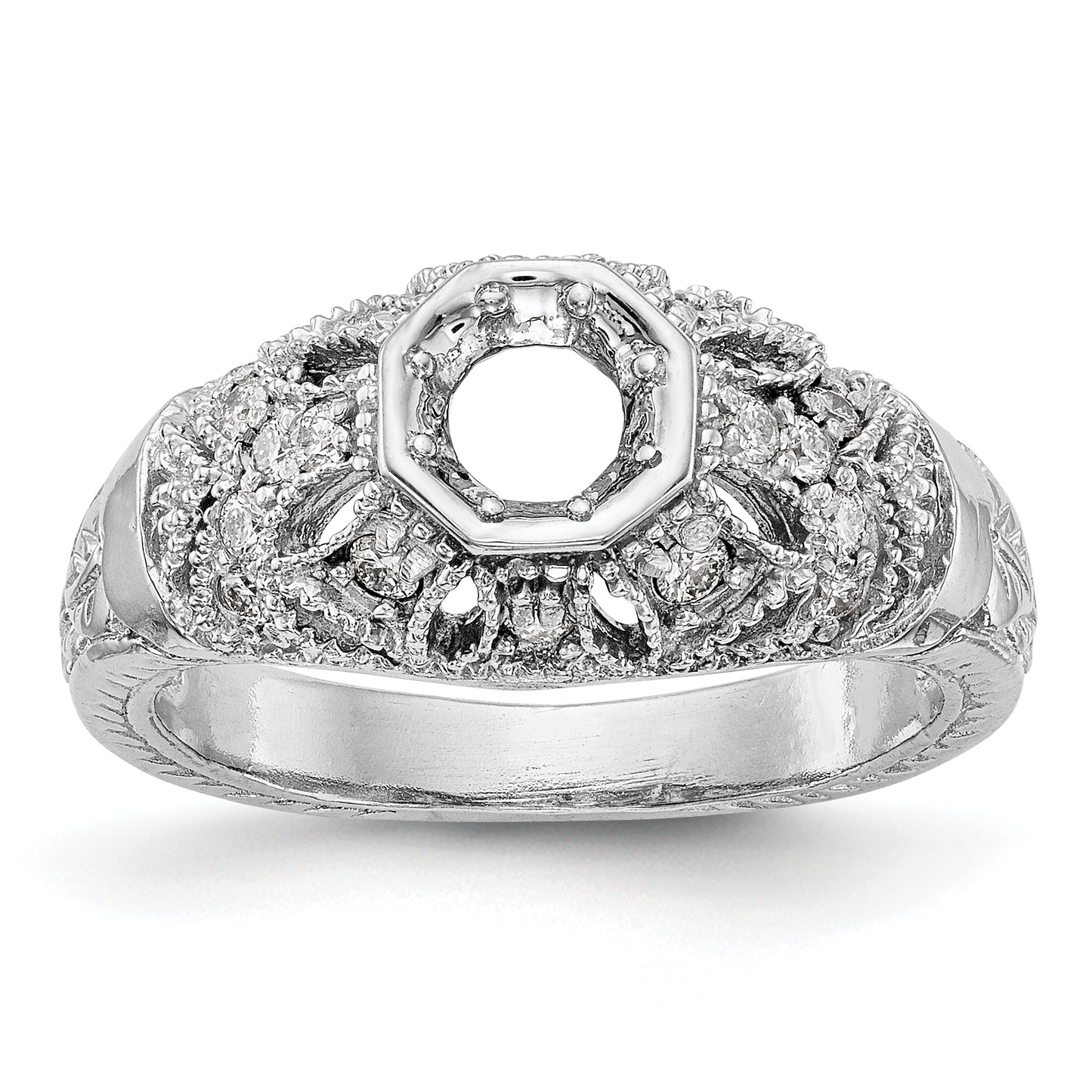 14K White Gold Simulated Diamond Engagement Ring