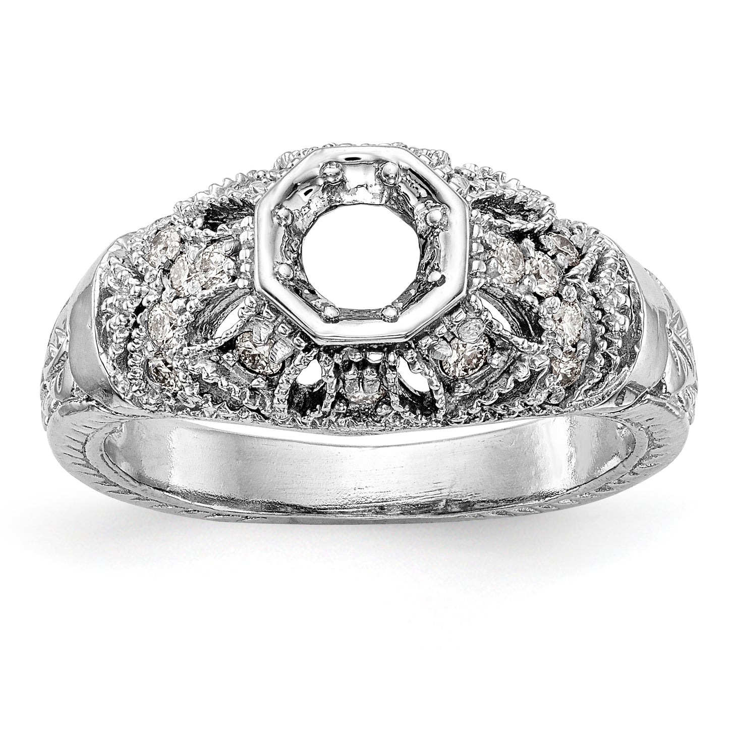 14K White Gold Simulated Diamond Engagement Ring
