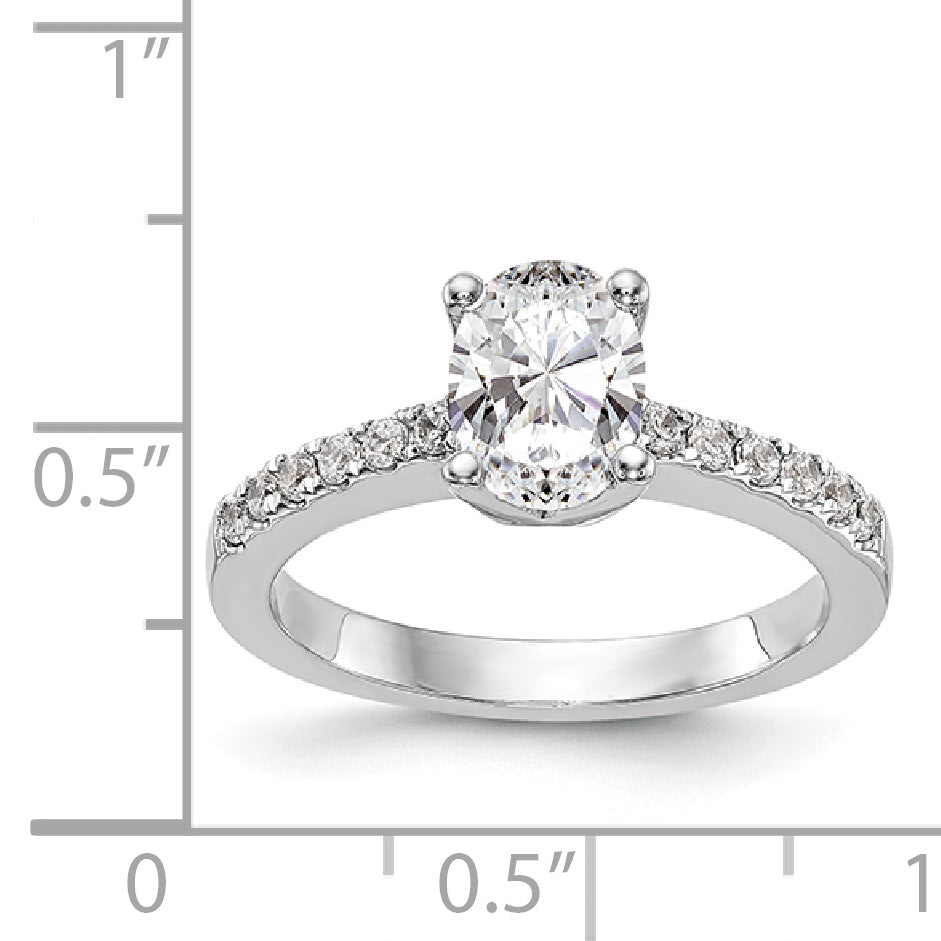 14K White Gold Simulated Diamond Engagement Ring
