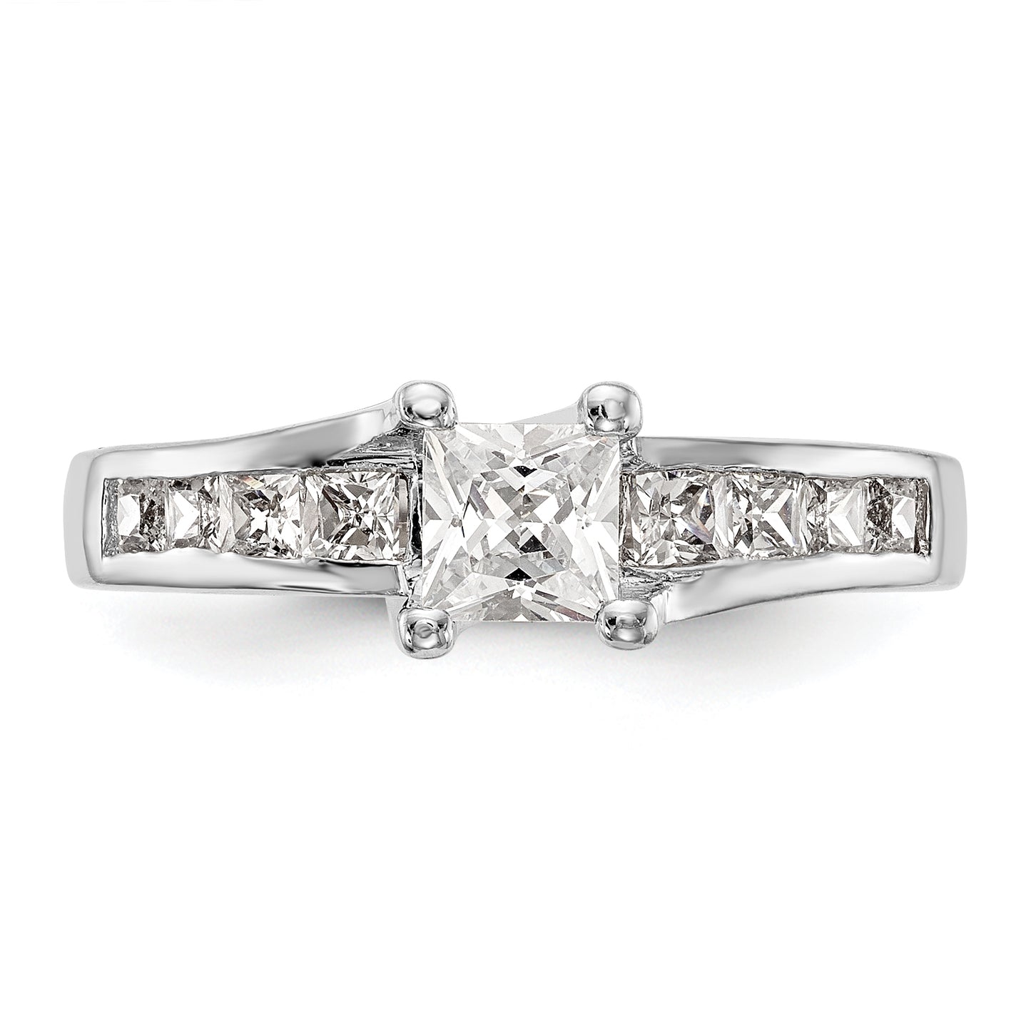 14K White Gold Simulated Diamond Engagement Ring