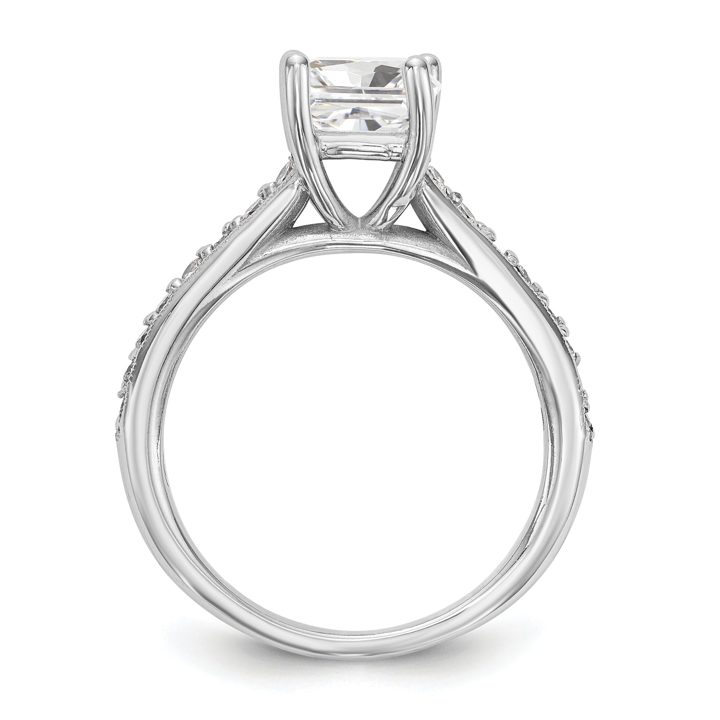 14K White Gold Simulated Diamond Engagement Ring