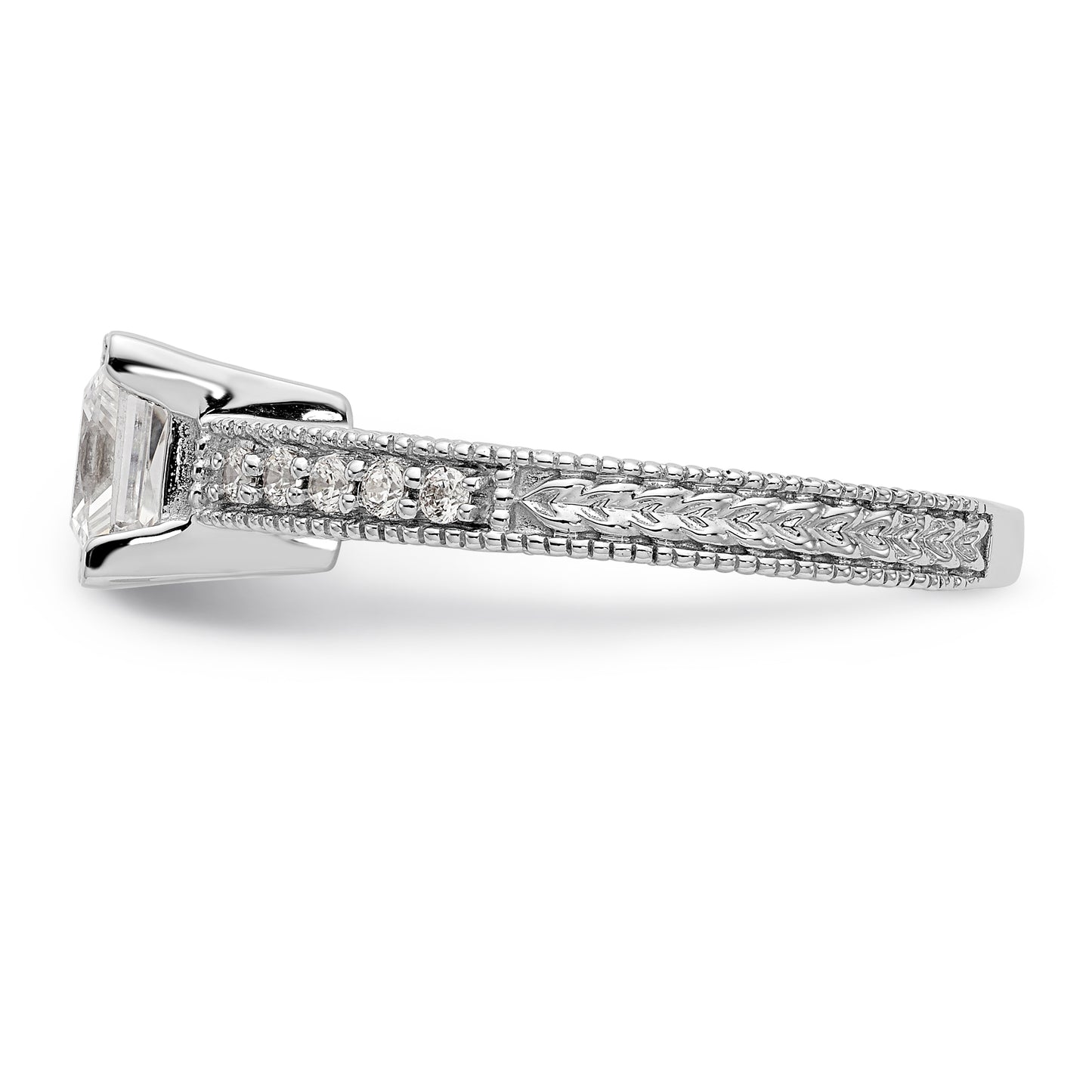14K White Gold Simulated Diamond Engagement Ring