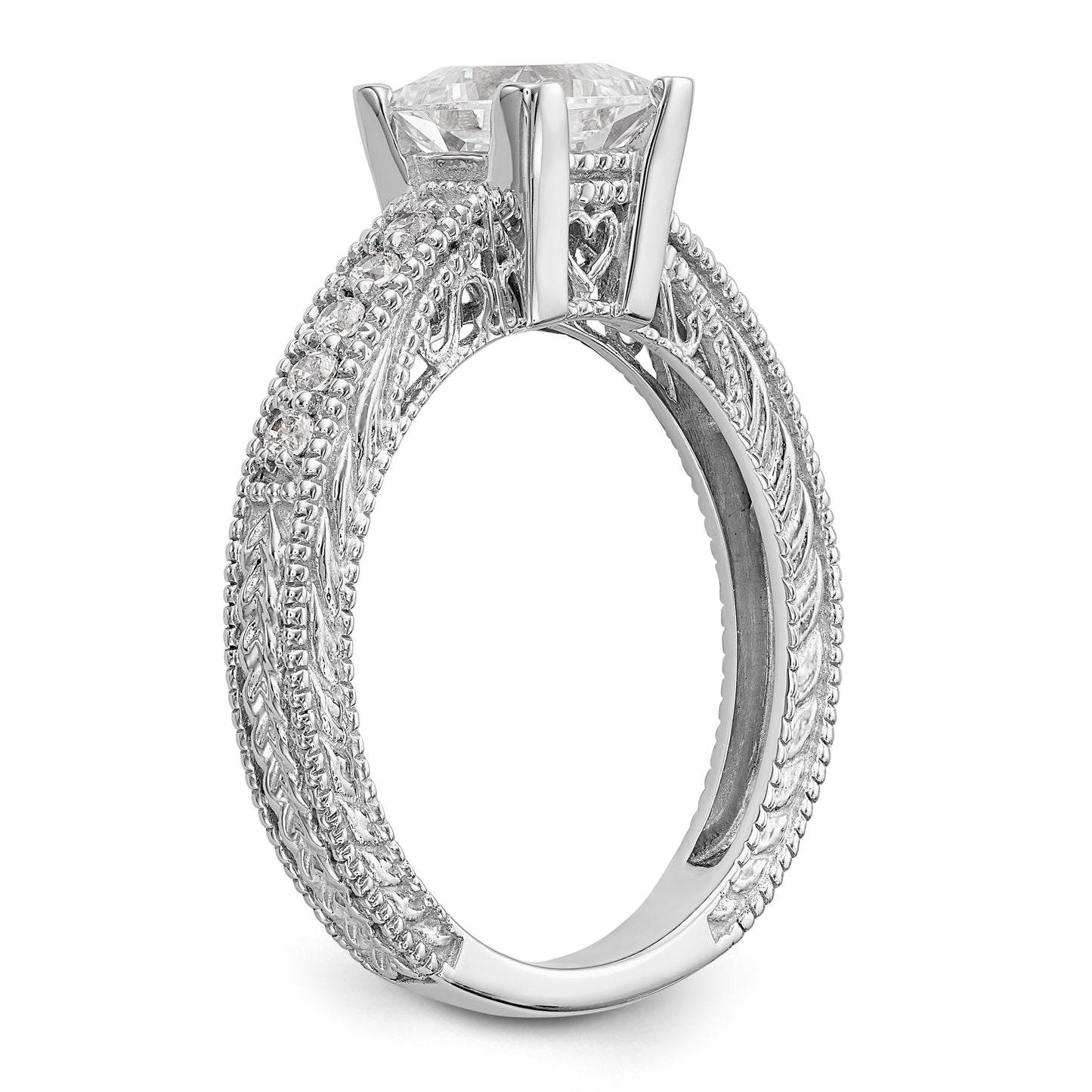 14K White Gold Simulated Diamond Engagement Ring