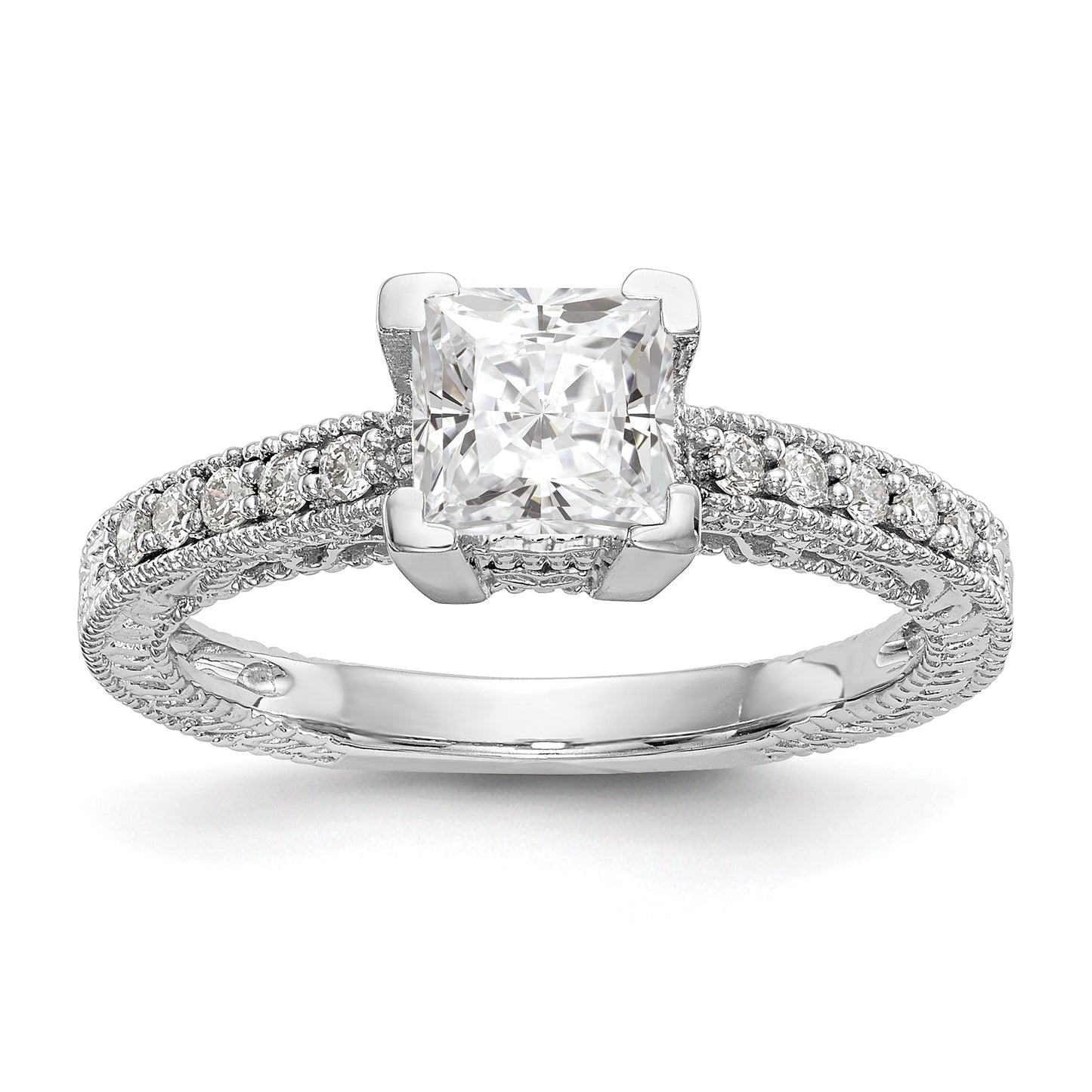 14K White Gold Simulated Diamond Engagement Ring