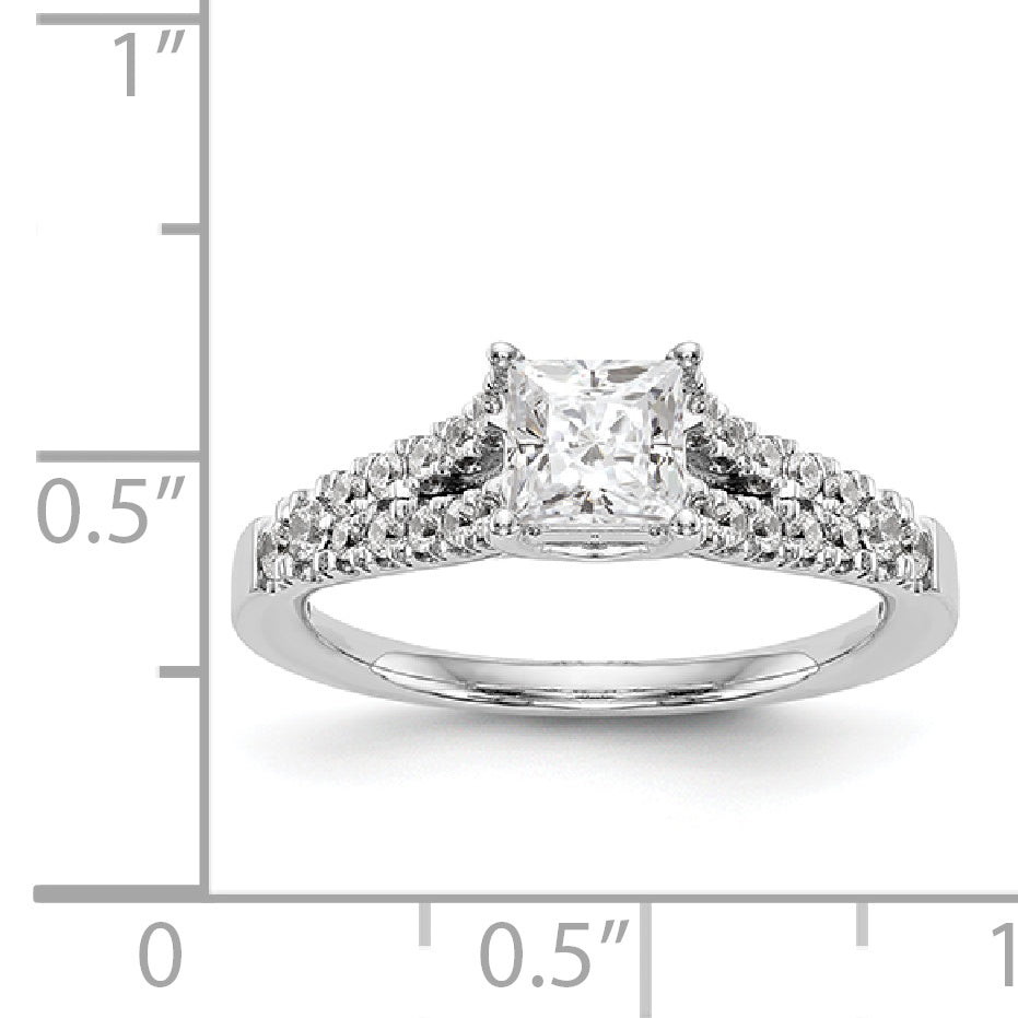 14K White Gold Simulated Diamond Engagement Ring