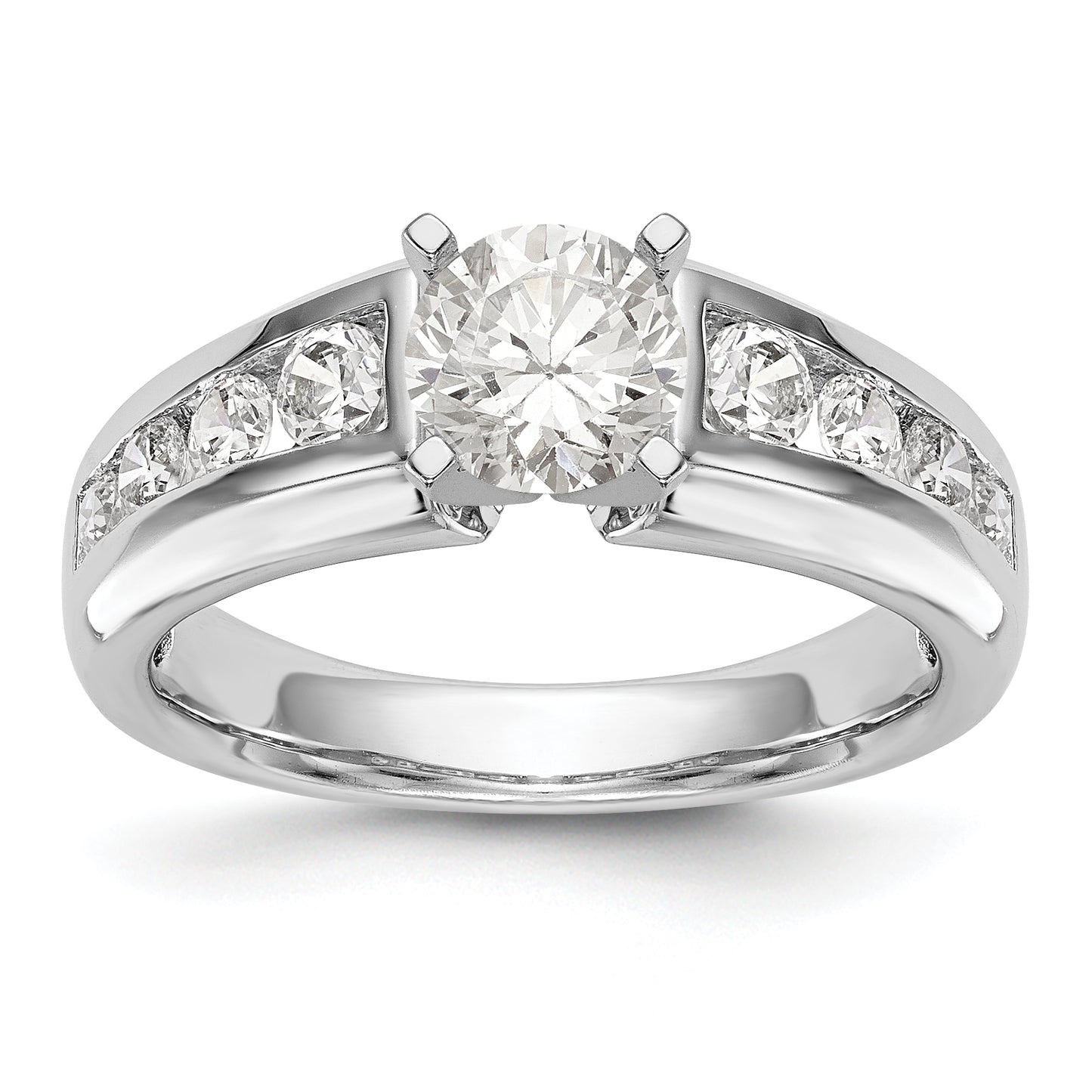 14K White Gold Diamond Peg Set Engagement Ring