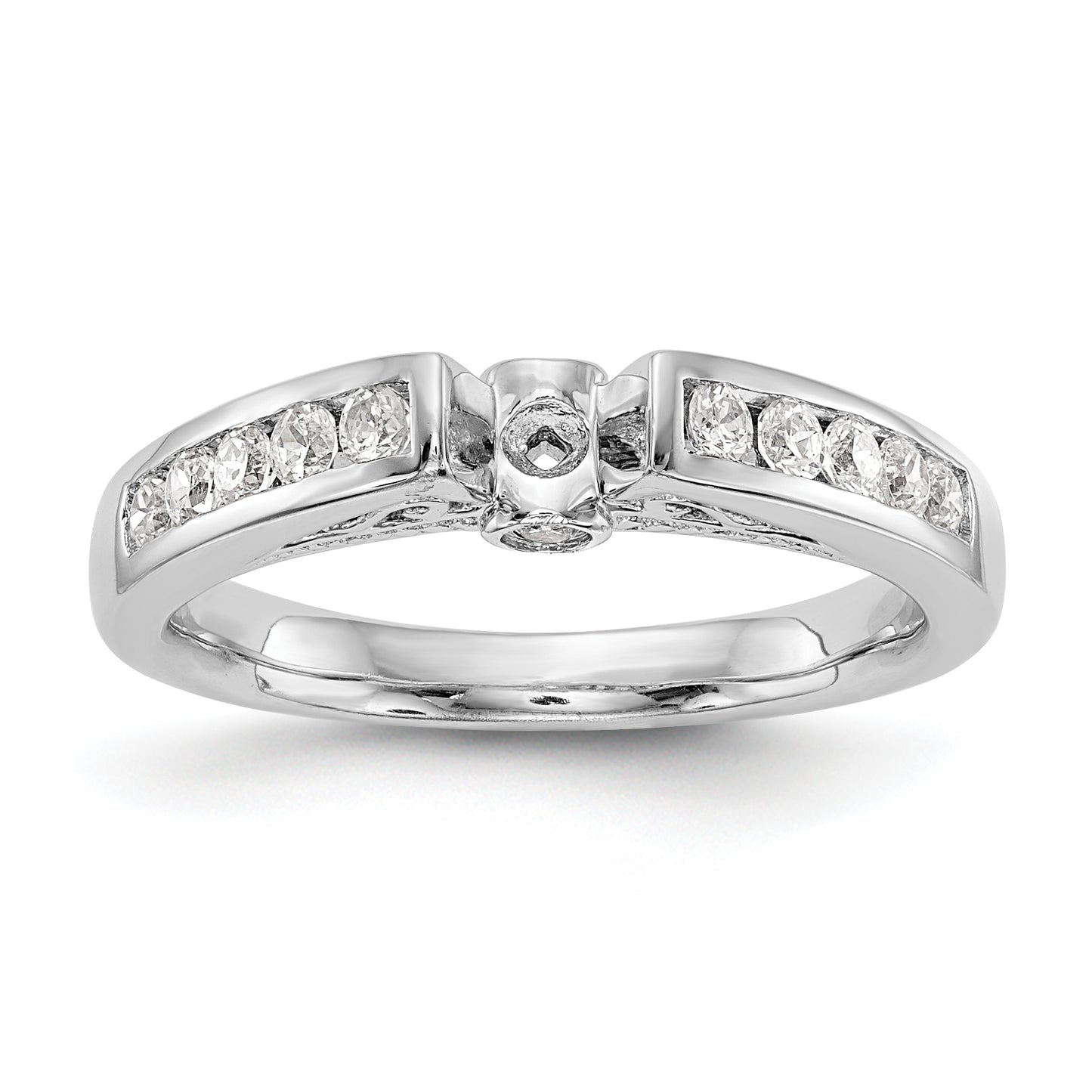 14K White Gold Diamond Peg Set Engagement Ring