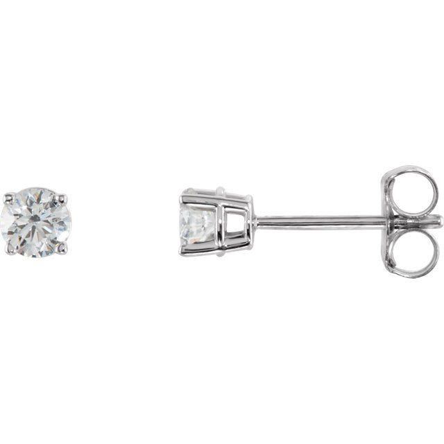 1/3 Carat TW AGS Certified Round Diamond Solitaire Stud Earrings in 14K White Gold (K/L Color - I1/I2 Clarity)