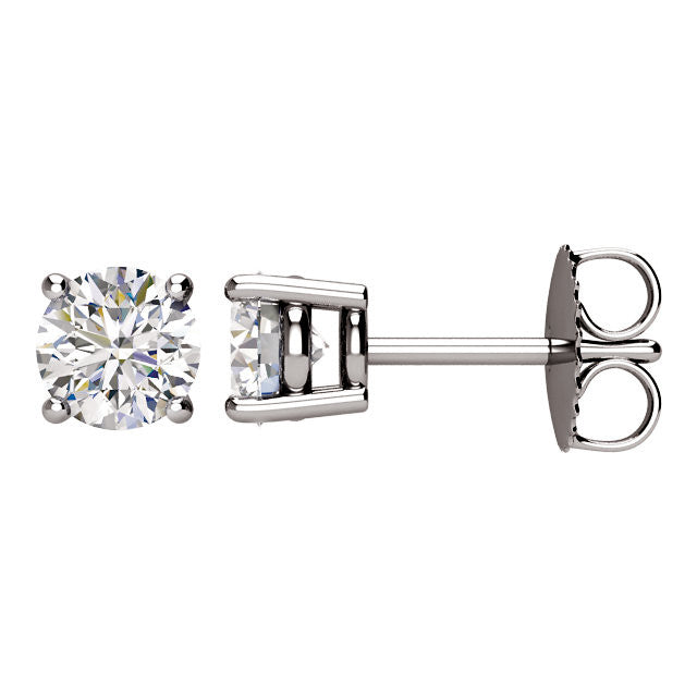 1.0 Carat TW AGS Certified Round Diamond Solitaire Stud Earrings in 14K White Gold