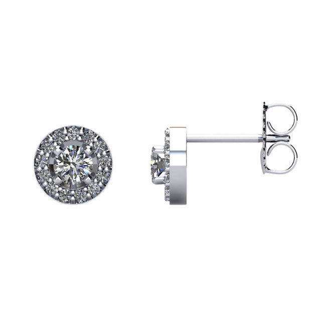 Certified 3/8 CTW Diamond Halo-Styled Stud Earrings in 14kt White Gold