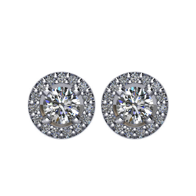 Certified 5/8 CTW Diamond Halo-Styled Stud Earrings in 14kt White Gold