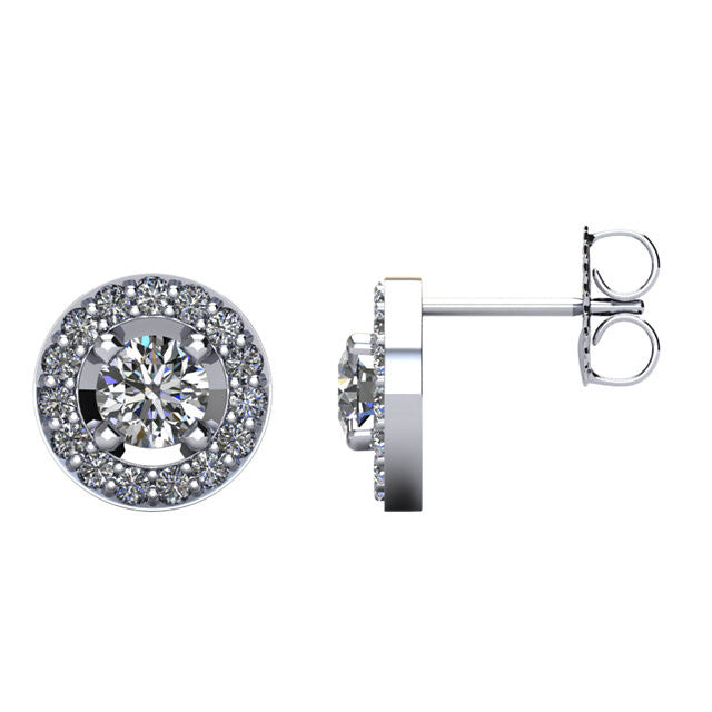 Certified 1.0 CTW Diamond Halo-Styled Stud Earrings in 14kt White Gold