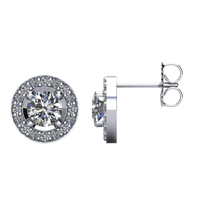 Certified 1 3/8 CTW Diamond Halo-Styled Stud Earrings in 14kt White Gold